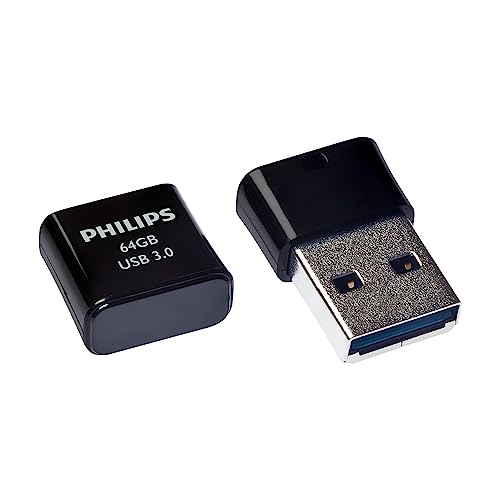 Transfert de données à grande vitesse avec Super Speed USB 3.0 le Pico Super Speed clé USB 3.0 garantit une sauvegarde et un transfert rapides des fichiers (multimédia) comme les photos, les vidéos et les fichiers MP3. Lit les fichiers à une vitesse allant jusqu'à 180Mo s. Avec 64 Go de mémoire, vous avez assez de capacité pour stocker plus de 18.000 de vos photos préférées ou 11.200 fichiers de musique MP3* , *) Basé sur des photos compressées en jpg 10MP et des fichiers MP3 de 3 minutes (256kp s, taille 5,7Mo). Design ultra-compact grâce à sa taille, vous pouvez facilement laisser la clé de mémoire connectée au port USB de votre ordinateur portable, même lorsque vous êtes en déplacement et que vous l'utilisez avec des téléviseurs intelligents ou des systèmes audio de voiture. Boîtier compact transfert de données super rapide dans un boîtier super compact seulement 1,5 x 2,3 x 0,8 cm. Livraison Philips Pico Super Speed clé USB 3.0 Flash Drive 64 Go , rétrocompatible avec USB 2.0, vitesse de transfert jusqu'à 180 Mo s, clé USB 3.0 aussi connu sous USB 3.1 Gen 1 USB 3.2 Gen 1x1
