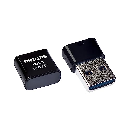 Transfert de données à grande vitesse avec Super Speed USB 3.0 le Pico Super Speed clé USB 3.0 garantit une sauvegarde et un transfert rapides des fichiers (multimédia) comme les photos, les vidéos et les fichiers MP3. Lit les fichiers à une vitesse allant jusqu'à 180Mo s. Avec une capacité de stockage de 128 Go, vous avez assez de capacité pour stocker plus de 36.000 de vos photos préférées ou 22.000 fichiers de musique MP3*. Idéal également pour stocker et partager des fichiers volumineux tels que des films 4K et Full HD. *) Basé sur des photos compressées jpg 10MP et des fichiers MP3 de 3 minutes (256kp s, taille 5,7Mo). Design ultra-compact grâce à sa taille, vous pouvez facilement laisser la clé de mémoire connectée au port USB de votre ordinateur portable, même lorsque vous êtes en déplacement et que vous l'utilisez avec des téléviseurs intelligents ou des systèmes audio de voiture. Boîtier compact transfert de données super rapide dans un boîtier super compact seulement 1,5 x 2,3 x 0,8 cm. Livraison Philips Pico Super Speed clé USB 3.0 Flash Drive 128 Go , rétrocompatible avec USB 2.0, vitesse de transfert jusqu'à 180 Mo s, clé USB 3.0 aussi connu sous USB 3.1 Gen 1 USB 3.2 Gen 1x1