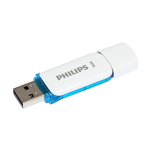Avec 16 Go de mémoire, vous avez assez de capacité pour stocker plus de 4.500 de vos photos préférées ou 2.800 fichiers de musique MP3* , *) Basé sur des photos compressées en jpg 10MP et des fichiers MP3 de 3 minutes (256kp s, taille 5,7 Mo). Transfert de données avec USB 2.0 haute vitesse la clé USB Snow Philips est un support rapide et fiable qui vous permet de lire et d'écrire tous vos fichiers préférés, comme les photos et les fichiers musicaux. Un indicateur LED pratique vous indique si le lecteur est correctement connecté et s'il fonctionne correctement. Le voyant clignote lors de la copie. Une mémoire compacte au format de poche qui vous permet d'emporter partout votre musique, vos vidéos et vos photos préférées. Avec capuchon pour protéger le port USB. Pendant l'utilisation, le capuchon peut être simplement placé à l'arrière du lecteur flash. Y compris un œillet pratique pour l'attacher à un porte-clés. Livraison Philips Snow Lecteur flash CLÉ USB 2.0 haute vitesse 16 Go, utilisation simple et fiable, convient comme mémoire de secours, blanc bleu