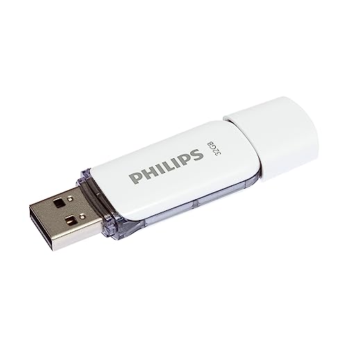 Avec 32 Go de mémoire, vous avez assez de capacité pour stocker plus de 9.000 de vos photos préférées ou 5.500 fichiers de musique MP3* , *) Basé sur des photos compressées en jpg 10MP et des fichiers MP3 de 3 minutes (256kp s, taille 5,7 Mo). Transfert de données avec USB 2.0 haute vitesse la clé USB Snow Philips est un support rapide et fiable qui vous permet de lire et d'écrire tous vos fichiers préférés, comme les photos et les fichiers musicaux. Un indicateur LED pratique vous indique si le lecteur est correctement connecté et s'il fonctionne correctement. Le voyant clignote lors de la copie. Une mémoire compacte au format de poche qui vous permet d'emporter partout votre musique, vos vidéos et vos photos préférées. Avec capuchon pour protéger le port USB. Pendant l'utilisation, le capuchon peut être simplement placé à l'arrière du lecteur flash. Y compris un œillet pratique pour l'attacher à un porte-clés. Livraison Philips Snow Lecteur flash CLÉ USB 2.0 haute vitesse 32 Go, utilisation simple et fiable, convient comme mémoire de sauvegarde, blanc gris